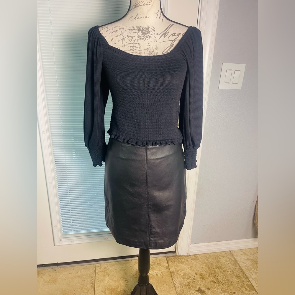 Rampage Vtg 90’s Low Rise Black Leather Pencil Mini Skirt Sz 7